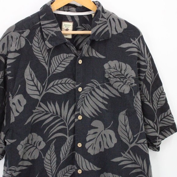 Vintage Jamaica Jaxx Hawaiian Silk Shirt Mens Black Faded Floral Pattern Size XL - Picture 2 of 9